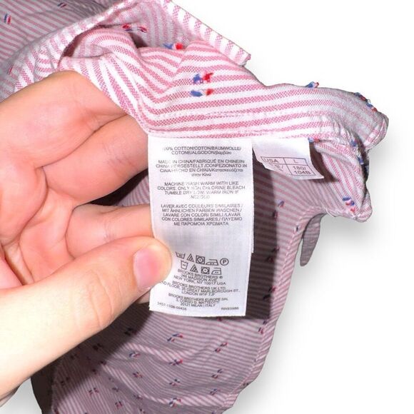 Brooks Brothers Red & White Striped Regent S/S Oxford Shirt L - Picture 7 of 8